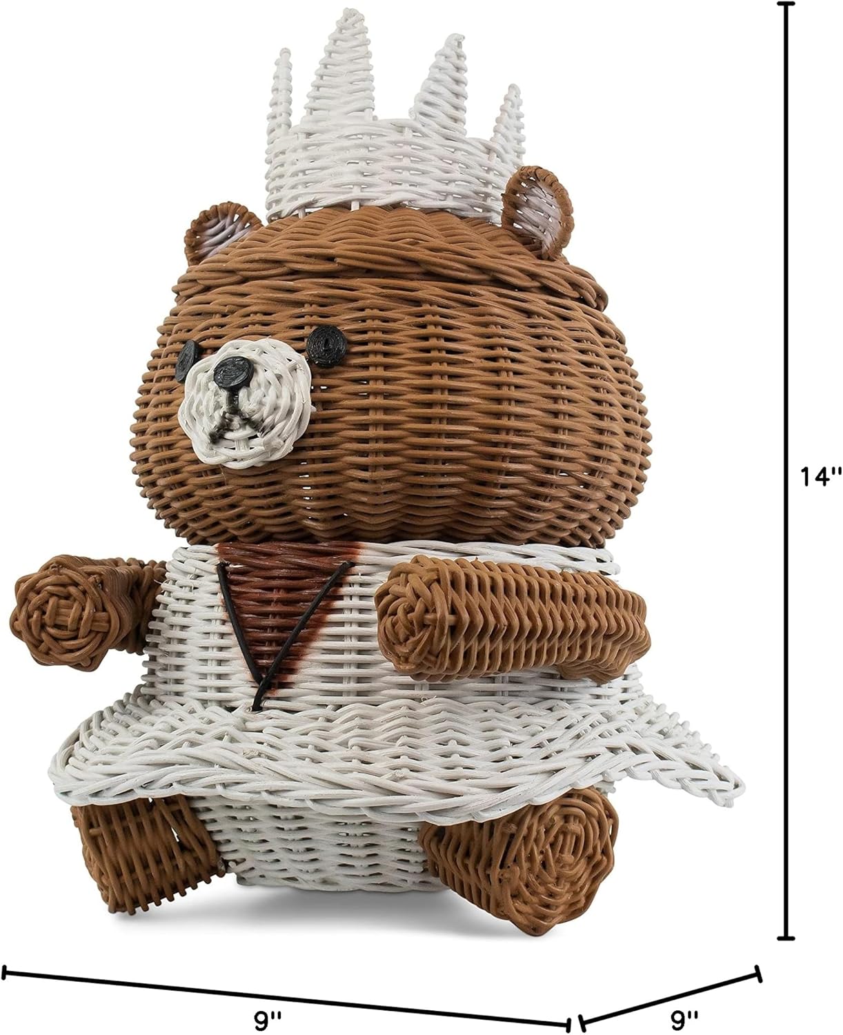 817L1DD8wdL._AC_SL1500_.jpg Bear Rattan Storage Basket with Lid Decorative Bin Home Decor Hand Woven Shelf Organizer Cute Handmade Handcrafted Gift Art Decoration Artwork Wicker (Princess Bear) - Image 7