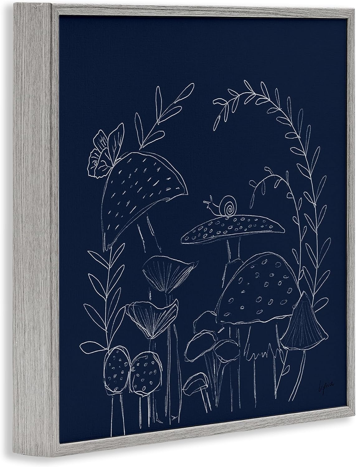 817kxJbSaUL._AC_SL1500_.jpg Stupell Industries Mushrooms on Blue Framed Giclee Wall Art Design by Lucille Price, Gray Framed, 12 x 12 - Image 3