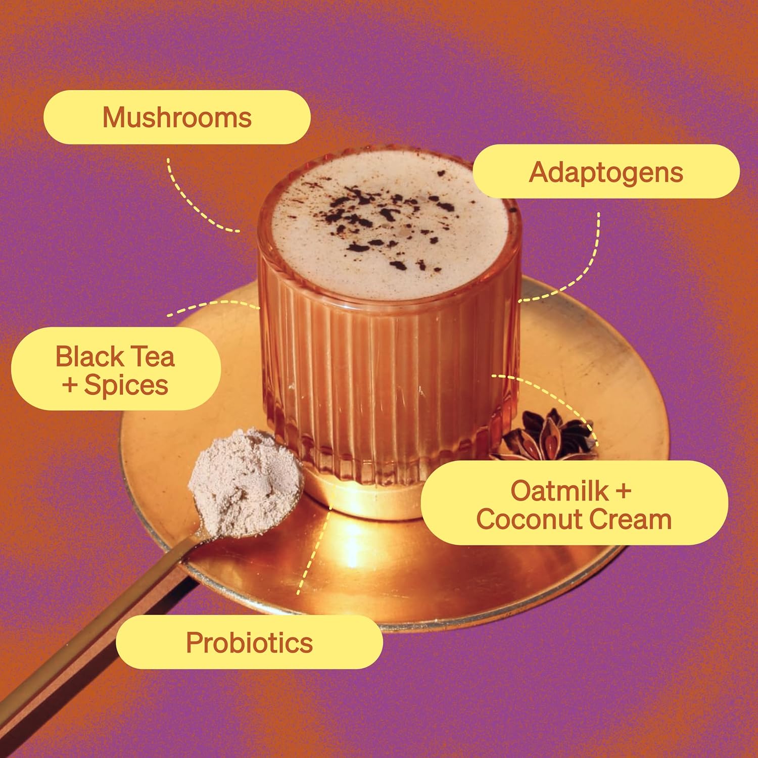 818aTeWuO-L._SL1500_.jpg Clevr Blends Starter Kit - Oprah's Favorite Sleeptime and Chai Superlattes - Instant Latte Mixes - Evening Sleeptime Blend For Restful, Deep Sleep - Morning Chai Blend for Energy, Focus - includes Rechargeable Frother and Scoop - Image 4
