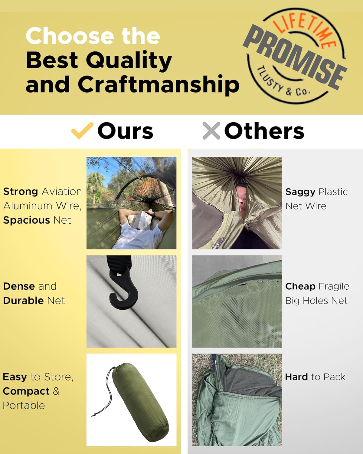 81A0v56lMuL._AC_SL1500_.jpg ADVOKAIR Camping Hammock with Mosquito Net Up to 500lbs, Ultralight and Portable Nylon Travel Hanging Hammock with Tree Straps, Perfect for Outside, Backpacking, Hiking and Backyard - Image 2