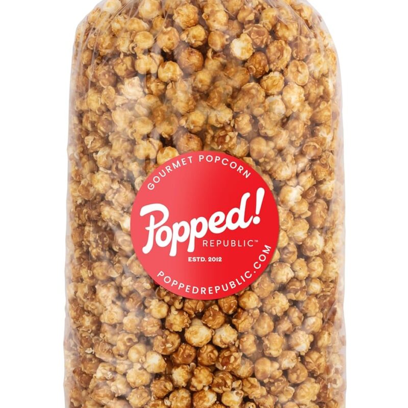 Popped! Republic Classic Caramel Corn, Air Popped, Gluten Free, Popcorn. Party Size Bulk 120 Cups, 7.5 Gallons Per Bag