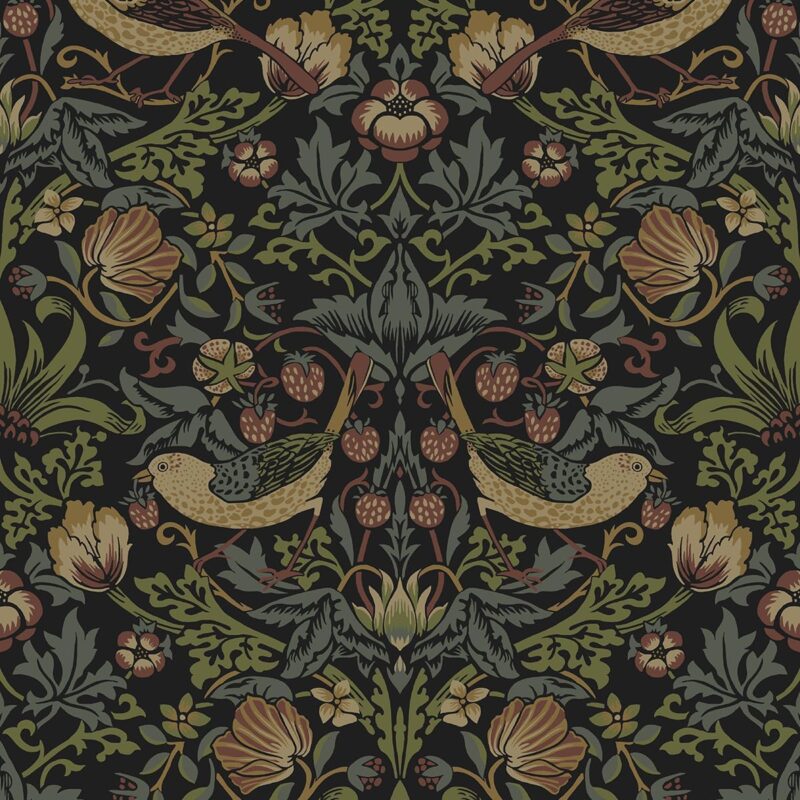 NextWall Strawberry Garden Vintage Peel and Stick Wallpaper (Black)