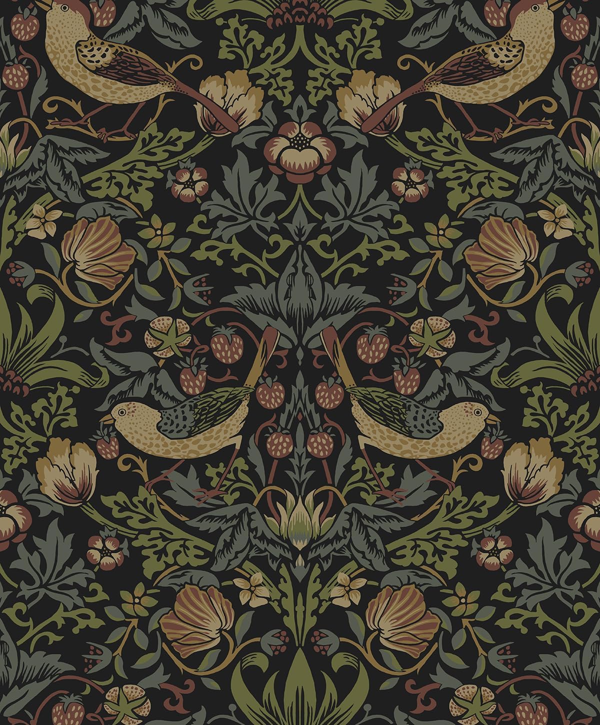 81CtjZ4ZezL._AC_SL1449_.jpg NextWall Strawberry Garden Vintage Peel and Stick Wallpaper (Black)
