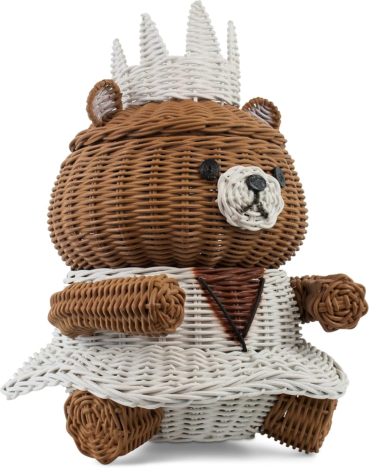 81FfTukpAJL._AC_SL1500_.jpg Bear Rattan Storage Basket with Lid Decorative Bin Home Decor Hand Woven Shelf Organizer Cute Handmade Handcrafted Gift Art Decoration Artwork Wicker (Princess Bear) - Image 2