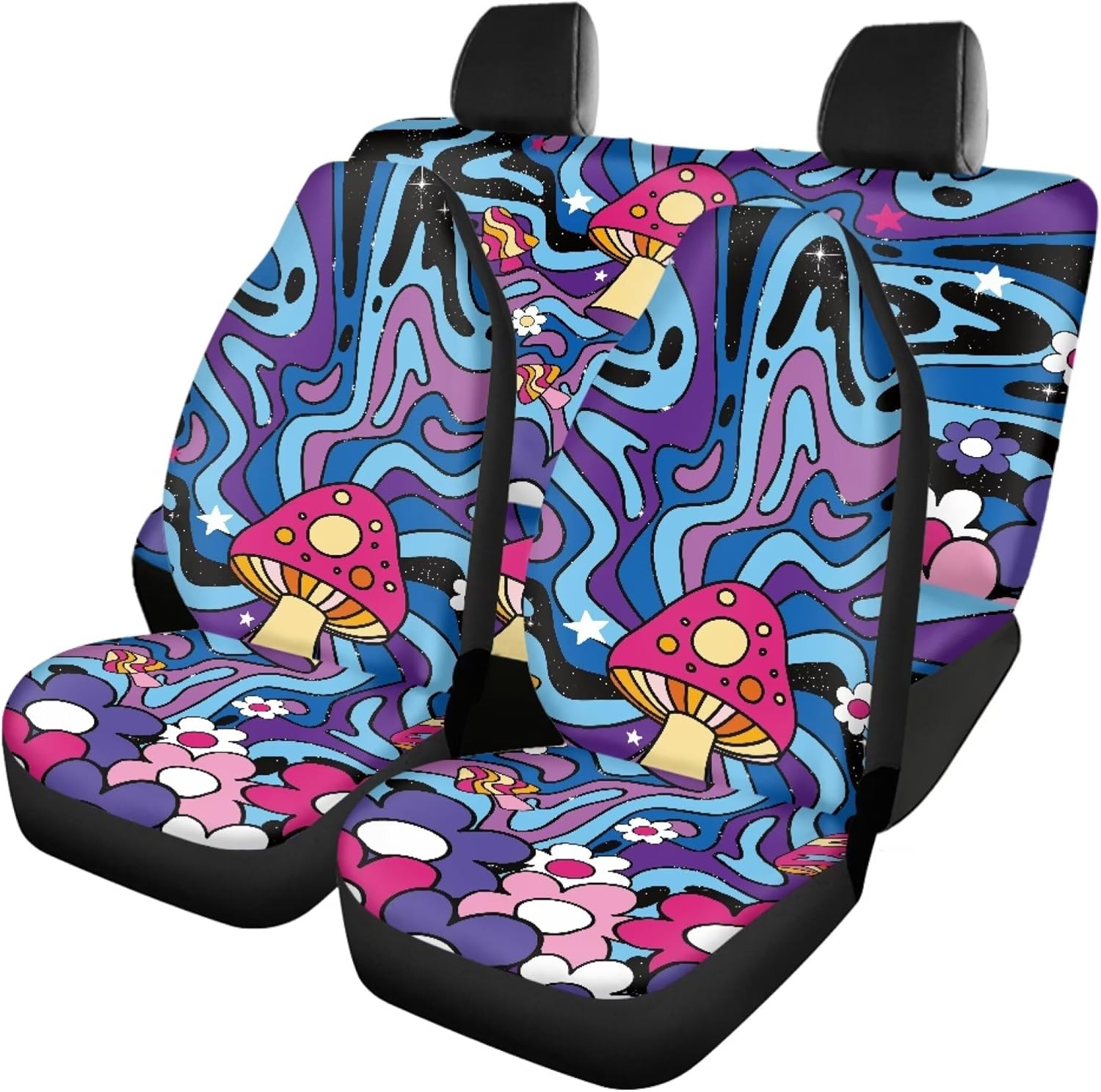 81GKKIENVxL._AC_SL1500_.jpg Mushroom Blue Tie Dye Car Seat Covers Full Set Back Front Washable Seat Covers Automotive Interior Cover for Car Truck Van SUV - Image 4