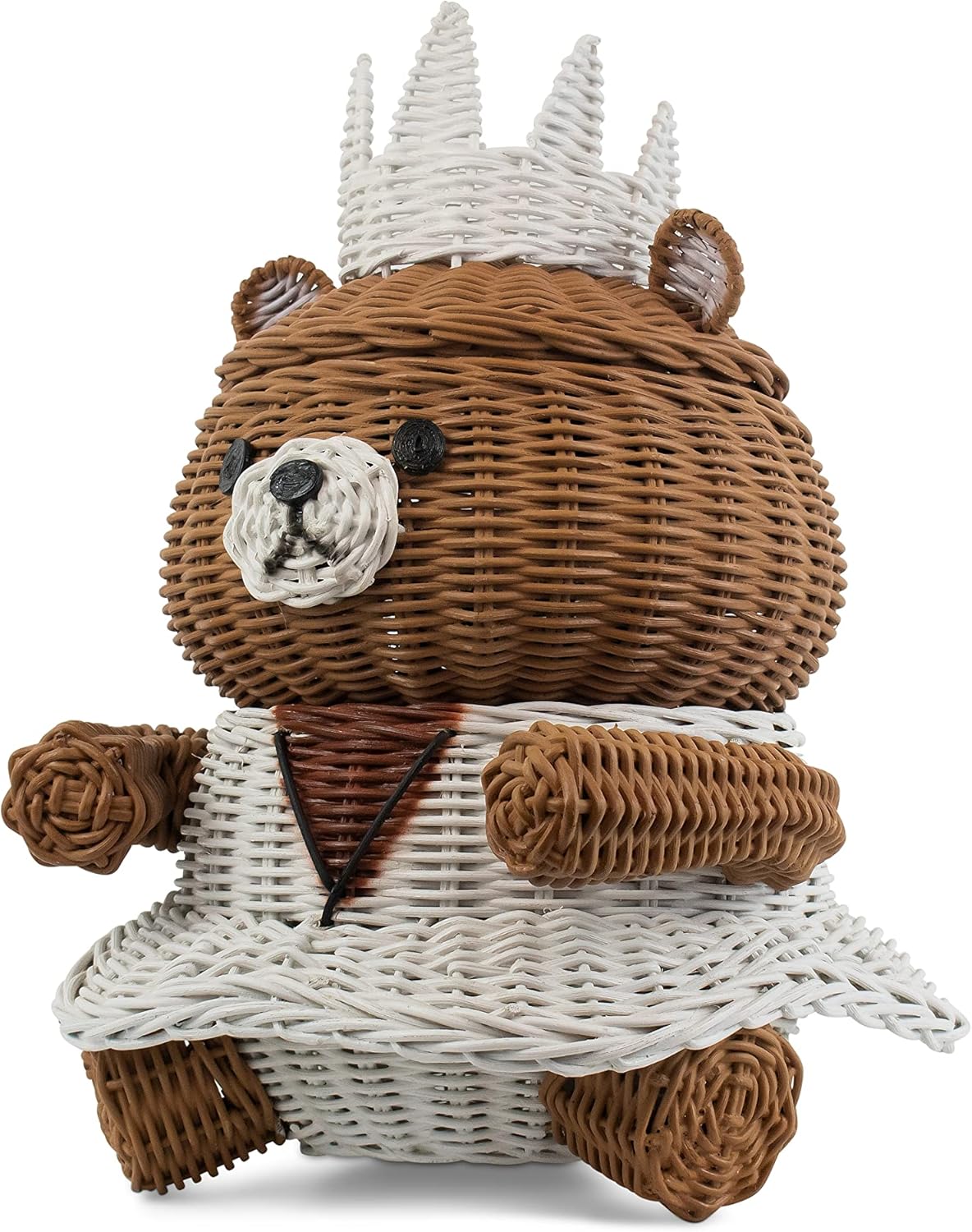 81GLv0gMBLL._AC_SL1500_.jpg Bear Rattan Storage Basket with Lid Decorative Bin Home Decor Hand Woven Shelf Organizer Cute Handmade Handcrafted Gift Art Decoration Artwork Wicker (Princess Bear) - Image 3