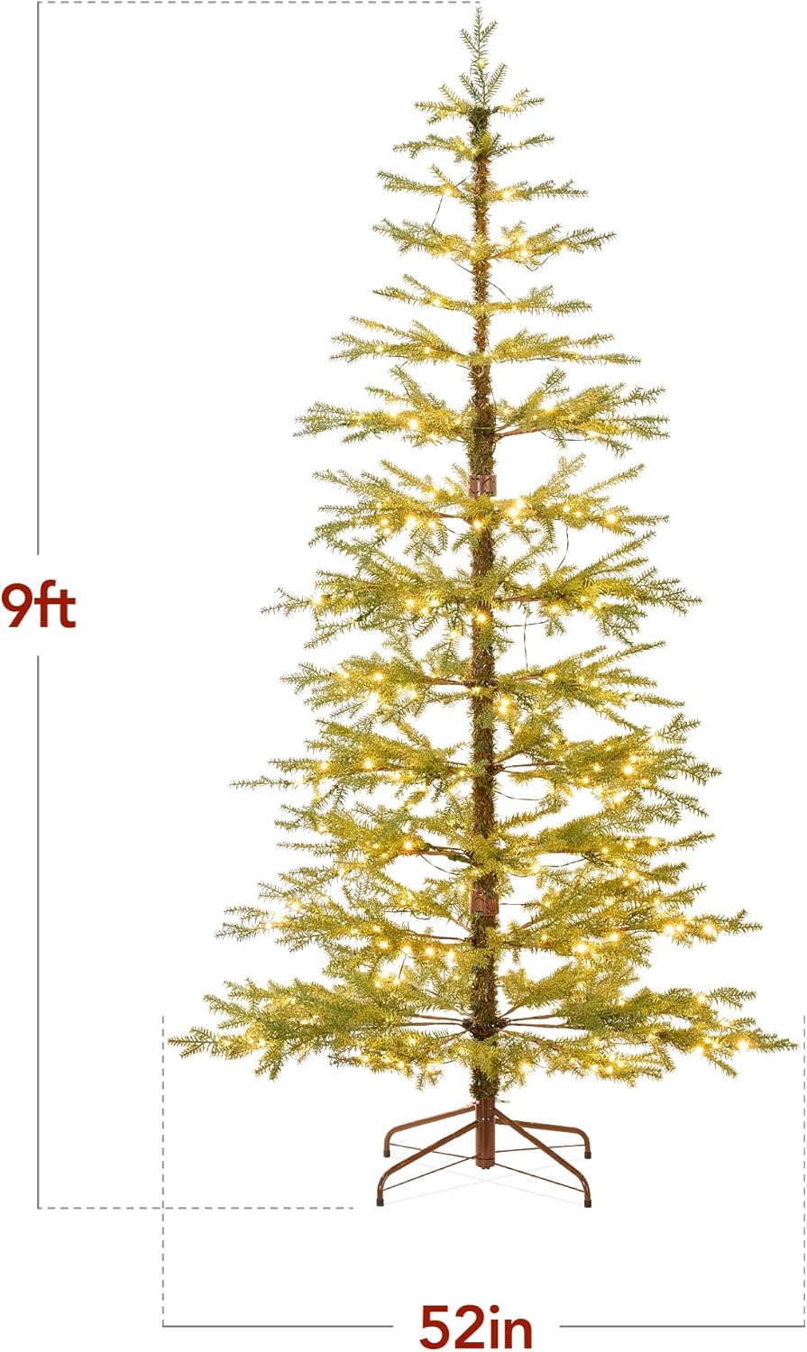 81GsdRuUARL._AC_SL1500_.jpg Best Choice Products Pre-Lit Sparse Christmas Tree 9ft Artificial Pine Holiday Décor Aspen Noble Fir w/ 2-in-1 White & Multicolor LED Lights - Image 9