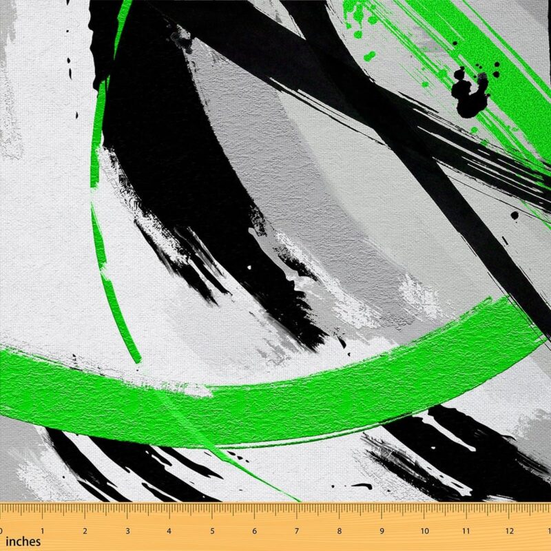 Erosebridal Ink Painting Fabric by The Yard, Waterproof Watercolor Upholstery Fabric, Chinese Art Style Decorative Fabric, Modern Aesthetic Abstract Indoor Outdoor Fabric, Black Green White, 10 Yards