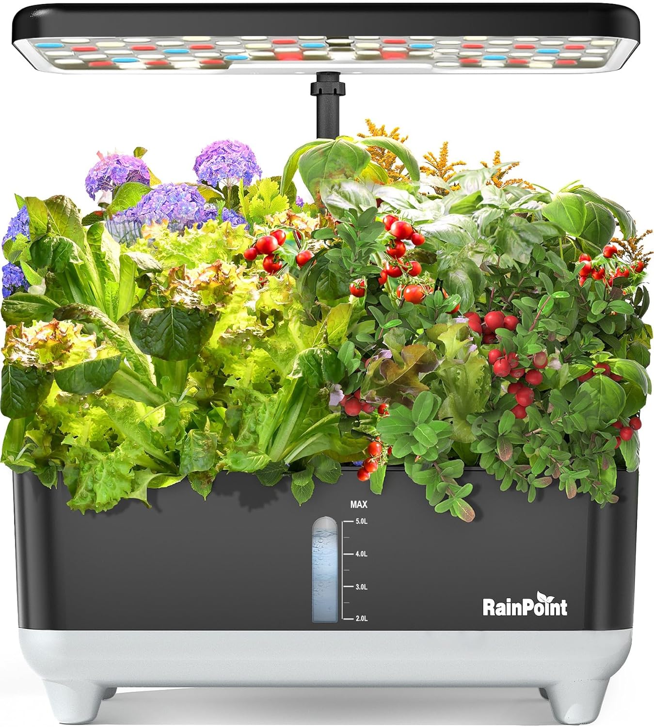 81JHhoB-uUL._AC_SL1500_.jpg RAINPOINT Hydroponics Growing System Kit, Indoor Herb Garden Planter Kit with 13 Pods, 5L Inside Gardening System with LED Grow Light, Gardening Plant Gift for Women, Men, Children and Enthusiasts