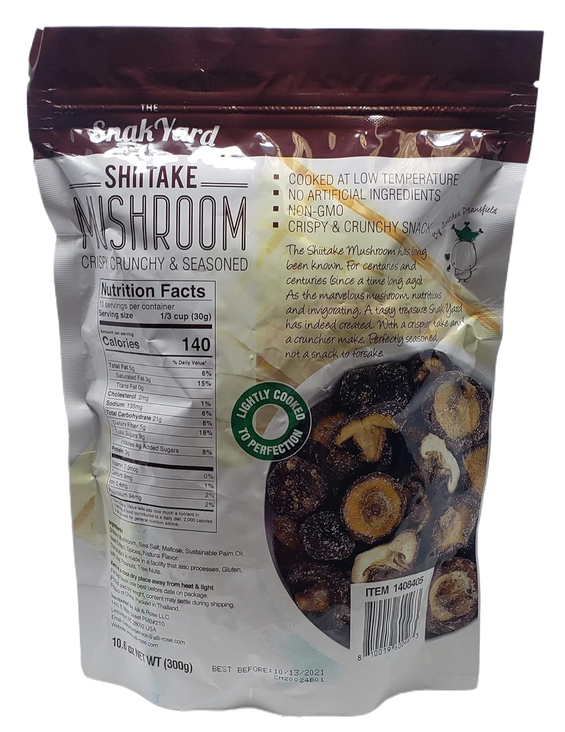 81NG3qLFK5S._SL1500_.jpg The Snak Yard Shiitake Mushrooms - Non GMO - Crispy, Crunchy, and Seasoned Snack - Comes in a Resealable Bag - 10.6 oz Per Bag - Choose a 2, 3, or 4 Pack (2 Pack, 21.2 oz) - Image 4