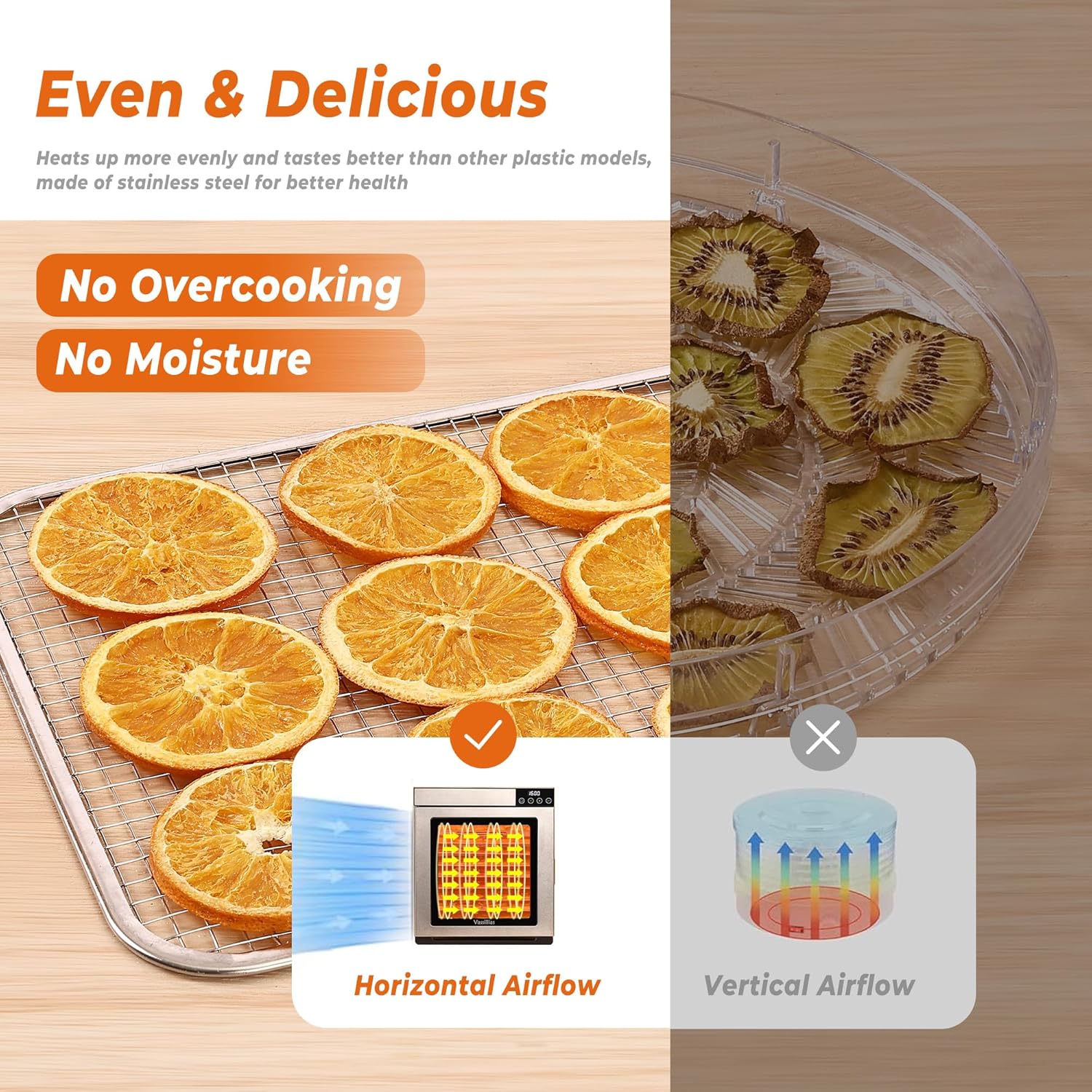 81OVKlnQ46L._AC_SL1500_.jpg Stainless Steel Mini Food Dehydrator Dryer- 6 Stainless Steel Trays, Digital Adjustable Timer, 400W, 176°F, Temperature Control, for Jerky, Herb, Meat, Beef, Fruit and Pet Treats, Model 2016YJ, Silver - Image 4