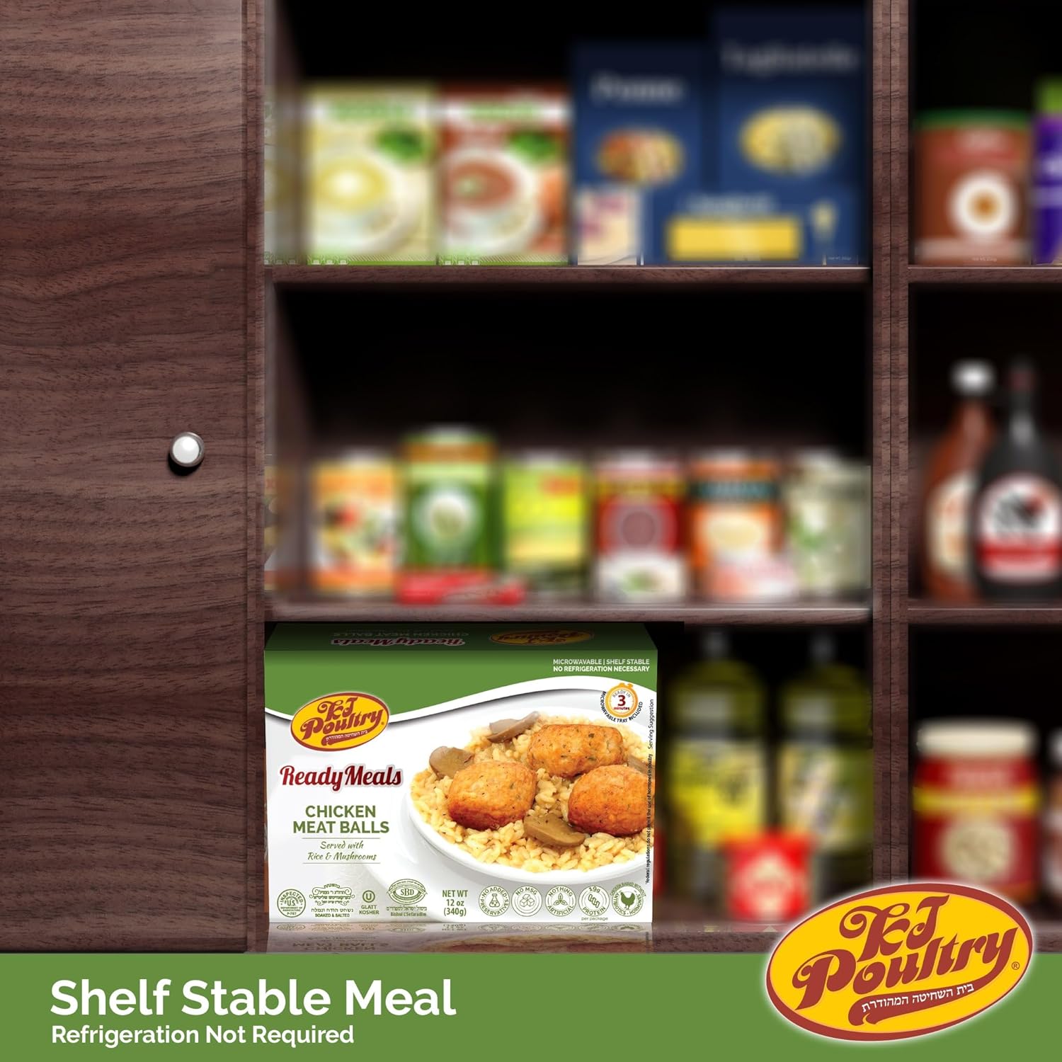 81RlKnAllvL._SL1500_.jpg KJ Poultry Kosher Ready Meals - Chicken Meat Balls & Mushrooms, MRE Meat Meals Ready to Eat, Halal, (12 Pack) Prepared Entree Fully Cooked, Shelf Stable Microwave Dinner, Travel, Military, Camping - Image 5