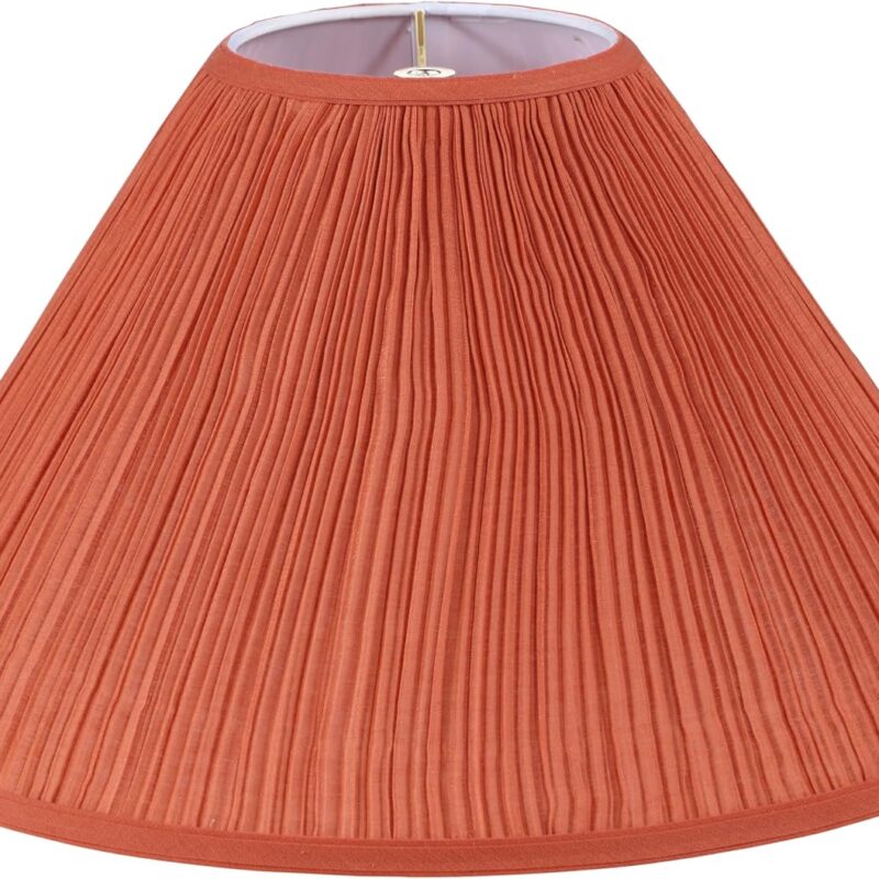 Aspen Creative 33020, Hardback Empire Transitional Spider Lamp Shade, Mushroom Pleated Carrot Faux Silk Fabric, 6" Top x 19" Bottom x 12" Slant Height