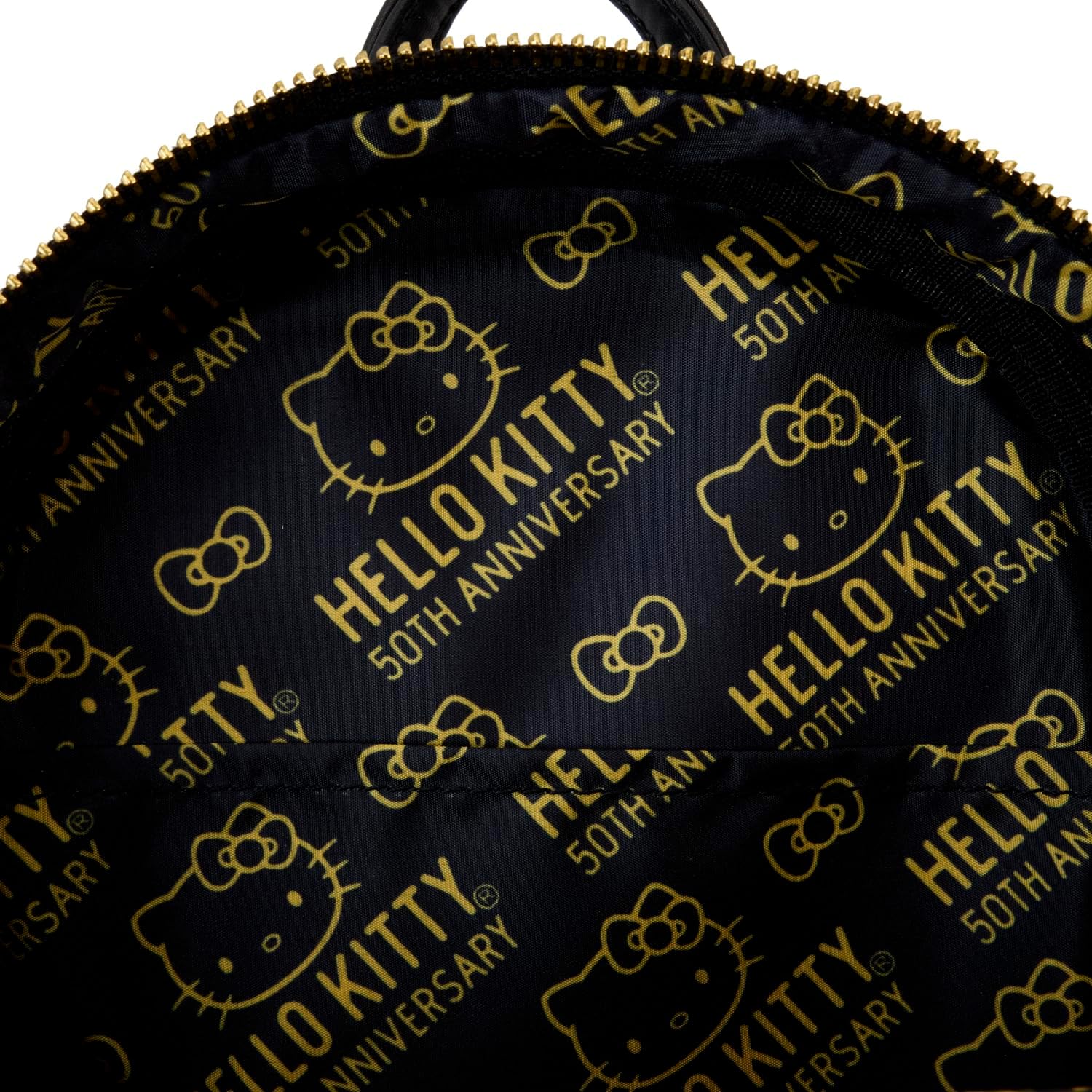 81XC4LQFQnL._AC_SL1500_.jpg Loungefly Sanrio 50th Anniversary Metallic Gold Mini Backpack - Image 5