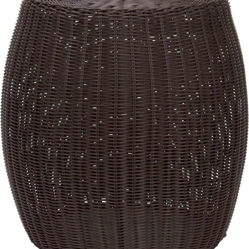 Household Essentials Handwoven Resin Barrel Side Table, Brown