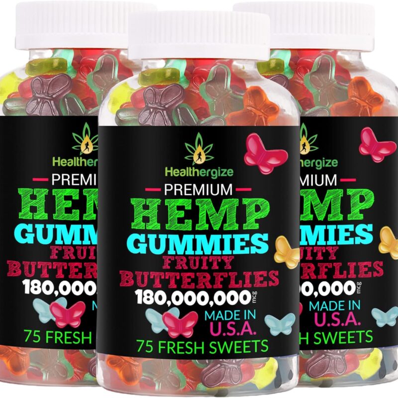 3PACK Hemp Gummies Premium Fruity Butterflies-for Sleep, Calm, Relax, Back-Natural Hemp Party-Made in USA