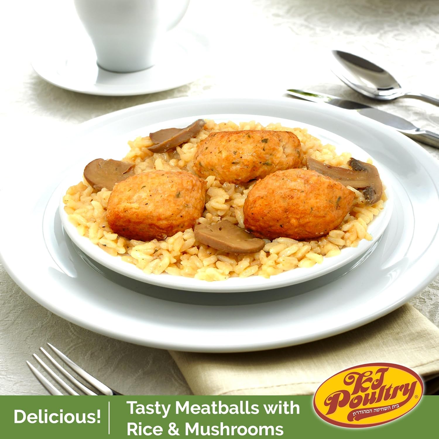 81btLniRYAL._SL1500_.jpg KJ Poultry Kosher Ready Meals - Chicken Meat Balls & Mushrooms, MRE Meat Meals Ready to Eat, Halal, (12 Pack) Prepared Entree Fully Cooked, Shelf Stable Microwave Dinner, Travel, Military, Camping - Image 3