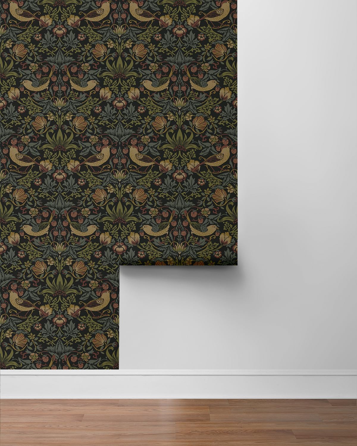 81ceJFTthTL._AC_SL1500_.jpg NextWall Strawberry Garden Vintage Peel and Stick Wallpaper (Black) - Image 6