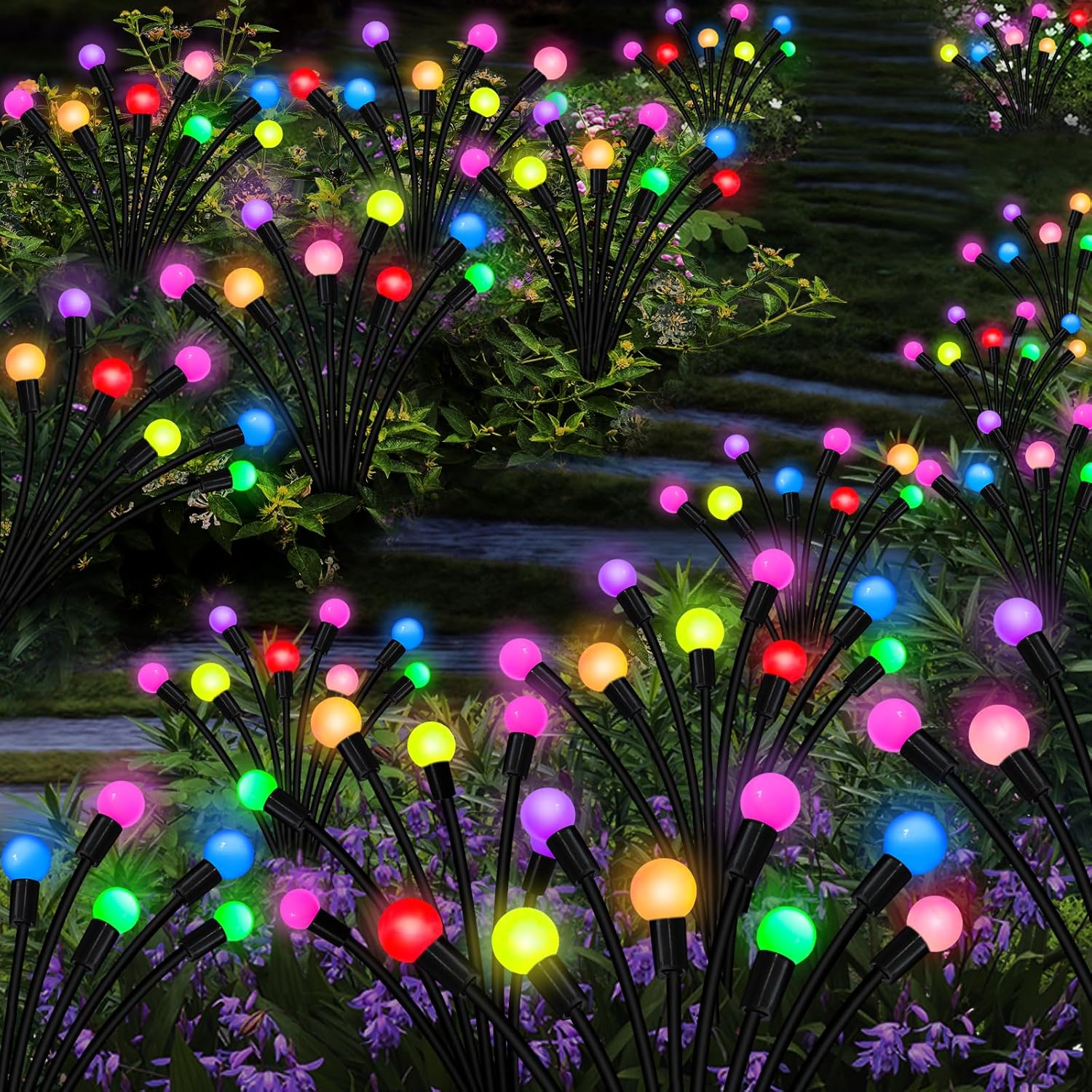 81e5HT1oBNL._AC_SL1500_.jpg Kohlrabi Solar Garden Lights Outdoor, 6 Pack 60 LED Solar Firefly Lights Waterproof, Sway by Wind, Swaying Light for Yard Patio Backyard Garden Planter Flower Bed Pathway Outdoor Decoration - Image 5