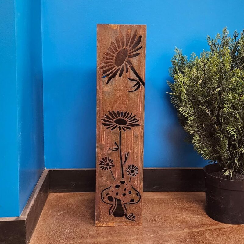 Fairy and Mushroom Garden Column - Outdoor Decor Furniture - Outdoor Sculpture - Garden Decor - Outdoor Furniture - Indoor Planters (18" T x 4.5" W x 4.5" D with NO LID TOP)