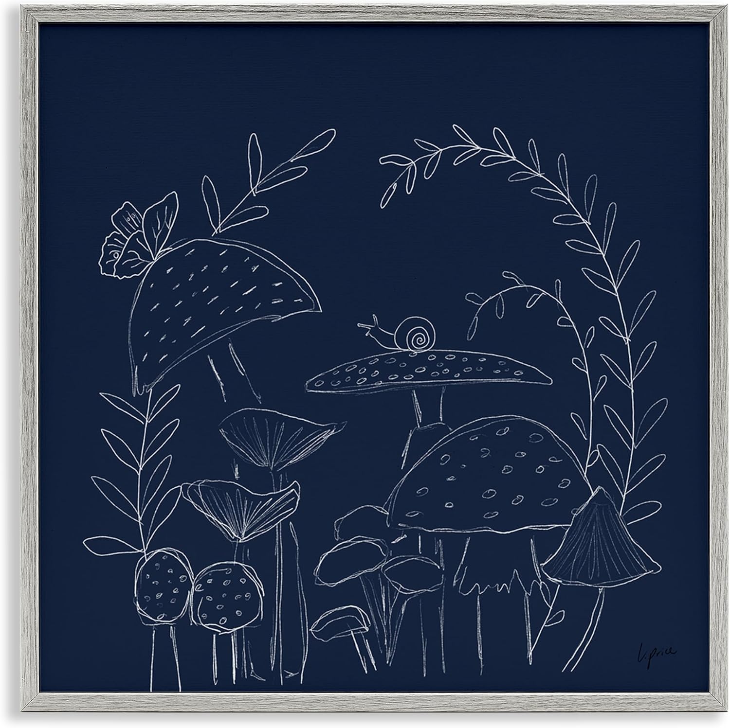 81g4g0yWFIL._AC_SL1500_.jpg Stupell Industries Mushrooms on Blue Framed Giclee Wall Art Design by Lucille Price, Gray Framed, 12 x 12