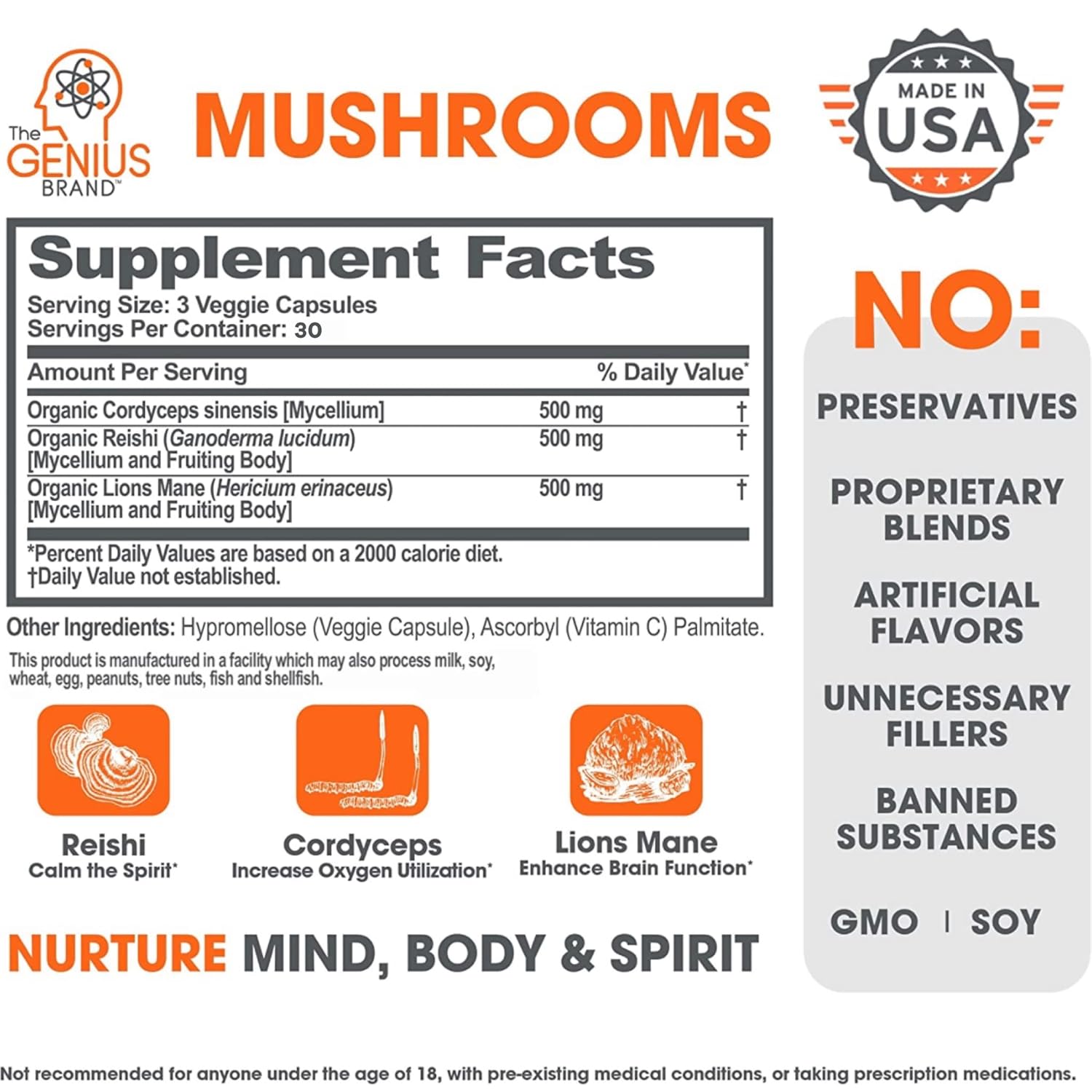 81hbToIxfzL._SL1500_.jpg The Genius Brand - Enlightened Energy Stack - Nootropic Mushroom Brew & Immune-Boosting Mushroom Capsules - Natural Clarity and Vitality Support - Image 3