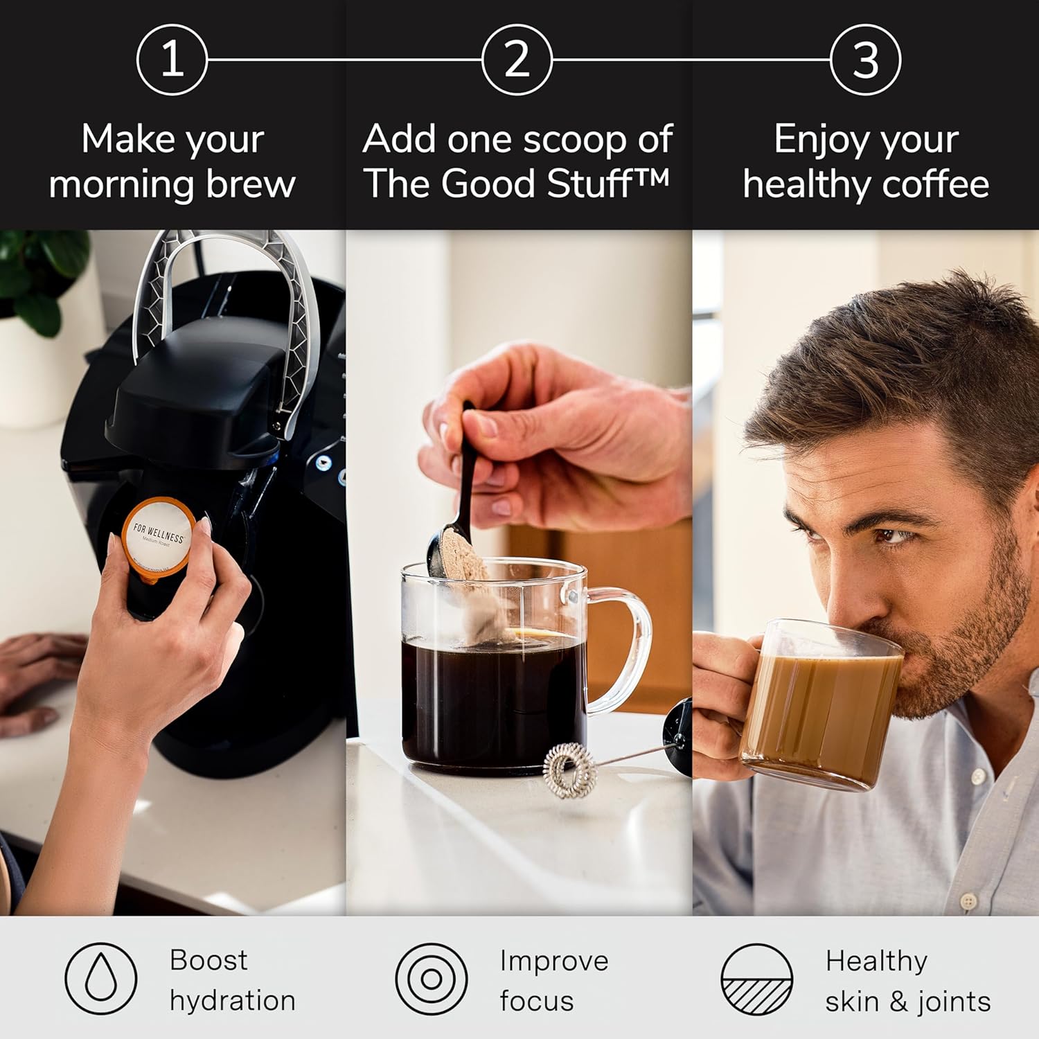 81iFoS7juAL._AC_SL1500_.jpg For Wellness Good Start Bundle – The Good Stuff™ Performance (30 Servings) + Medium Roast Coffee Pods (24ct) - Image 3