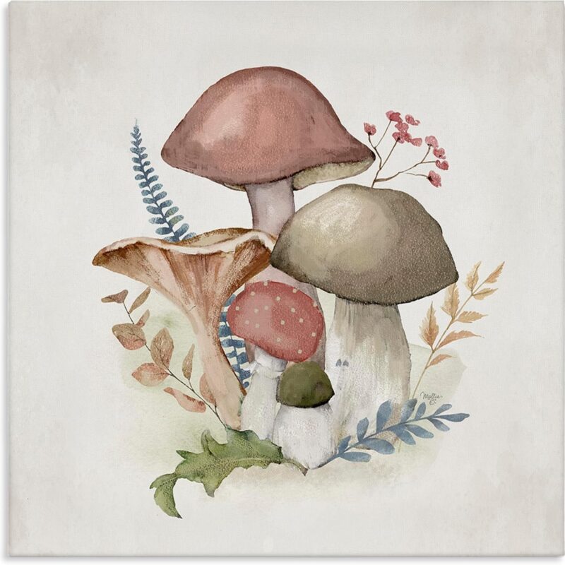 Stupell Industries Pink Blooming Mushrooms Canvas Wall Art, design by Mollie B., 24 x 24