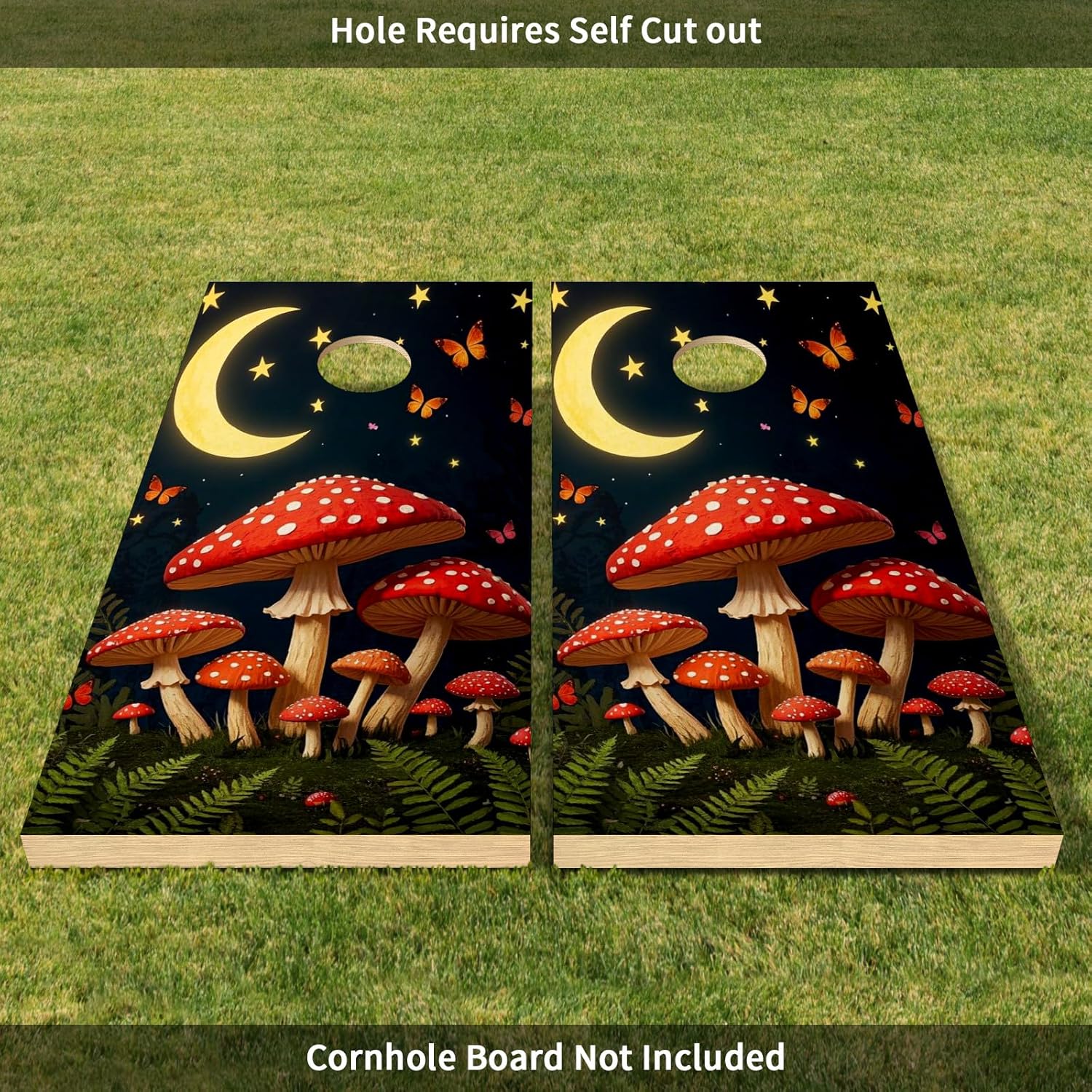 81ngxekPHXL._AC_SL1500_.jpg 24inx48in Cornhole Board Decals for Outdoor Games Themed Vinyl Skins Weather-Resistant Cornhole Wrap Set for Family Backyard Fun Parties Decorative Game Stickers Set of 2 Magical Mushroom - Image 8