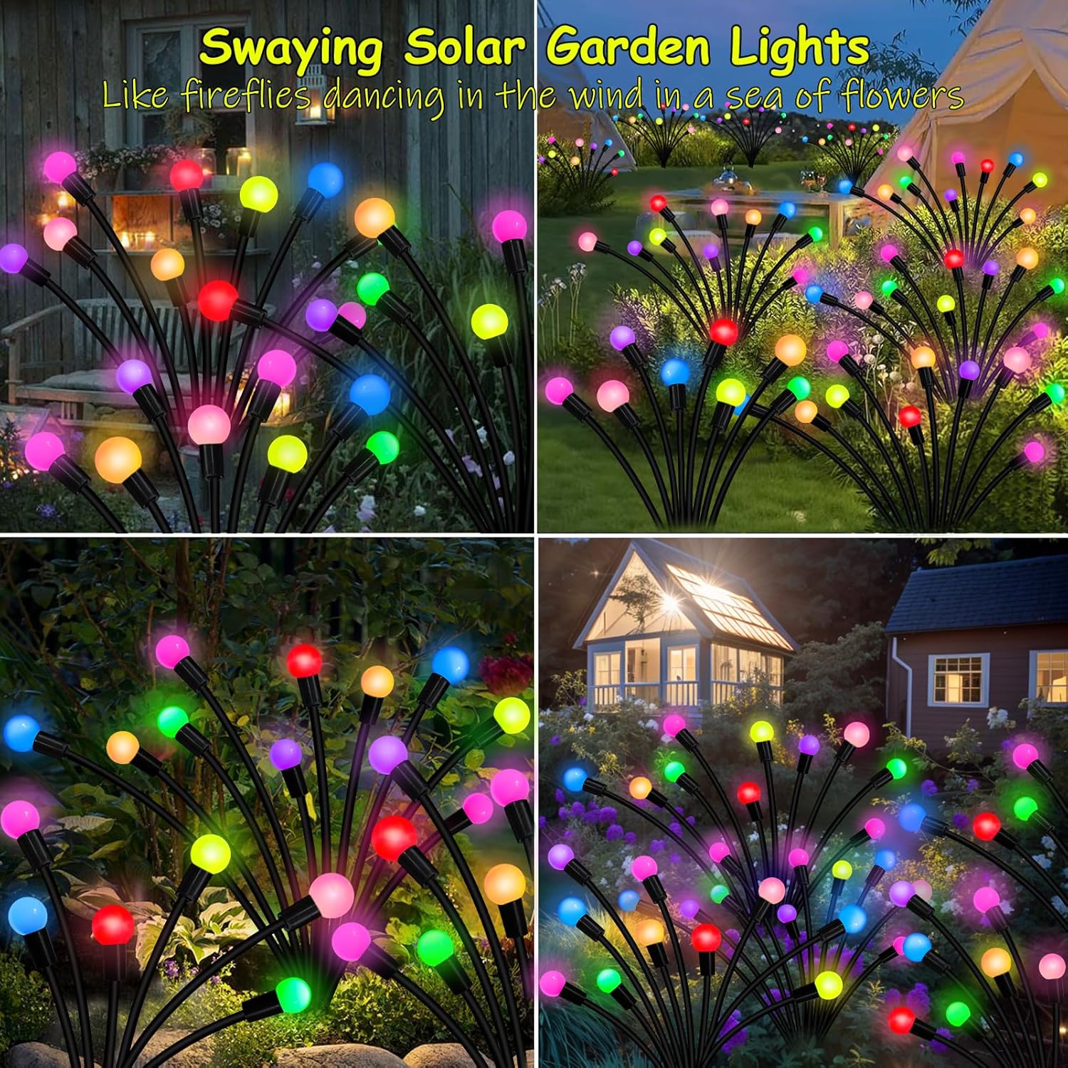 81oGQKSui6L._AC_SL1500_.jpg Kohlrabi Solar Garden Lights Outdoor, 6 Pack 60 LED Solar Firefly Lights Waterproof, Sway by Wind, Swaying Light for Yard Patio Backyard Garden Planter Flower Bed Pathway Outdoor Decoration - Image 4