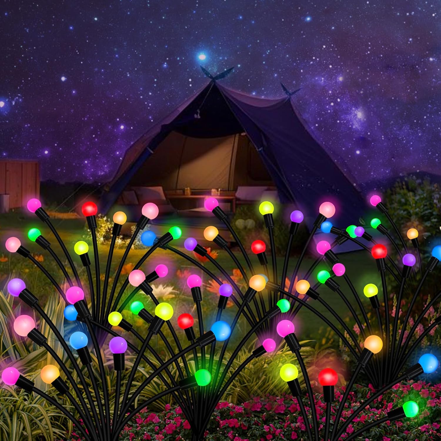 81pkKGsAsyL._AC_SL1500_.jpg Kohlrabi Solar Garden Lights Outdoor, 6 Pack 60 LED Solar Firefly Lights Waterproof, Sway by Wind, Swaying Light for Yard Patio Backyard Garden Planter Flower Bed Pathway Outdoor Decoration - Image 6
