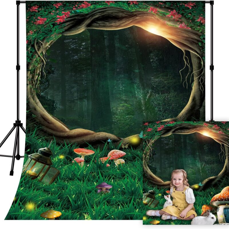 5x7ft Fairy Tale Background Tree Hole Tree Background Wonderland Photo Backgrounds Newborn Children Birthday Party Baby Shower Banner Decorations YUNBYC019