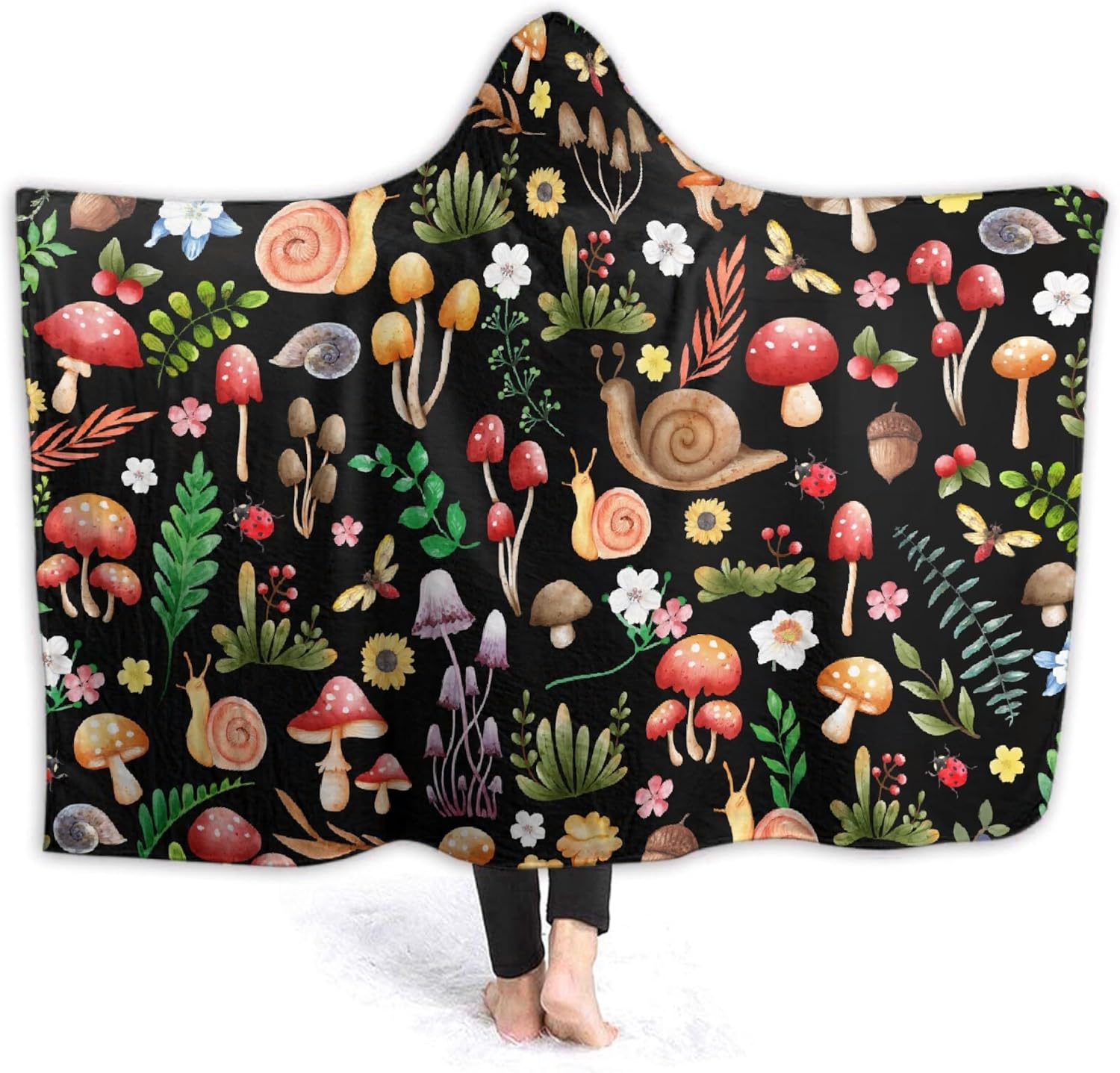 81sawoBQ0qL._AC_SL1500_.jpg Mushroom Hooded Blanket Mushrooms Gifts for Women Soft Fleece Flannel Mushroom Throw Wearable Blanket All Season Plant Blankets for Bed Decorative 80"x60" for Audlt