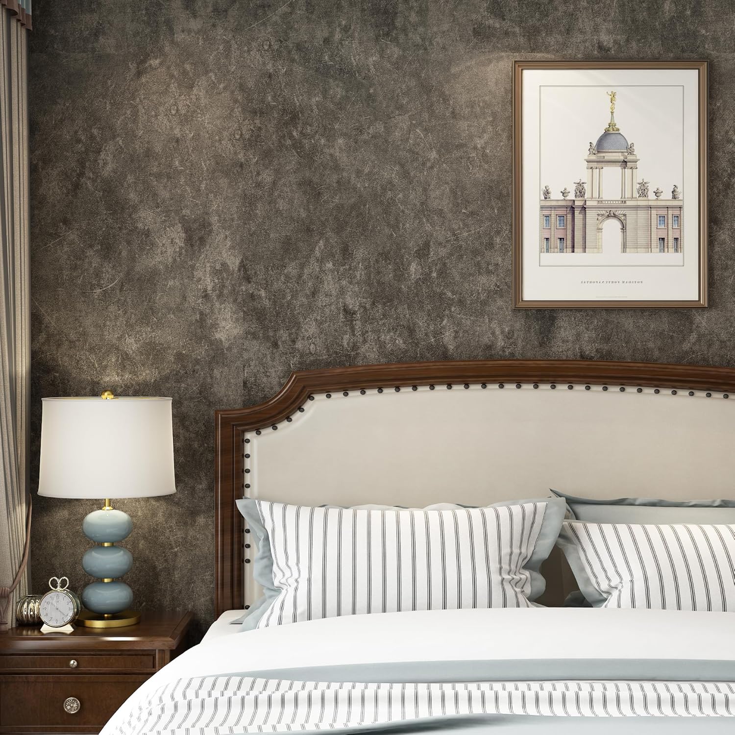914kuG33KlL._AC_SL1500_.jpg 16"×591" Extra Thick Dark Brown Tan Grey Concrete Wallpaper Peel and Stick Removable Glossy Charcoal Gray Concrete Contact Paper Vinyl Adhesive Taupe Cement Sticker for Bedroom Basement Walls