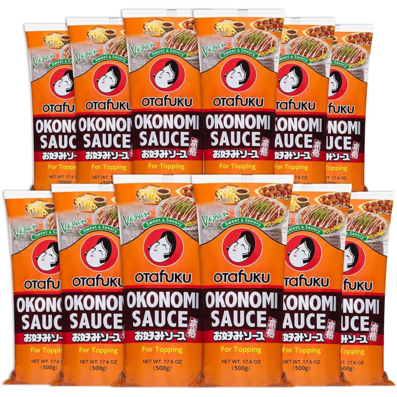Otafuku Okonomi Sauce, Vegan Japanese Topping for Okonomiyaki Pancakes, 17.6 Ounces (12 Pack)