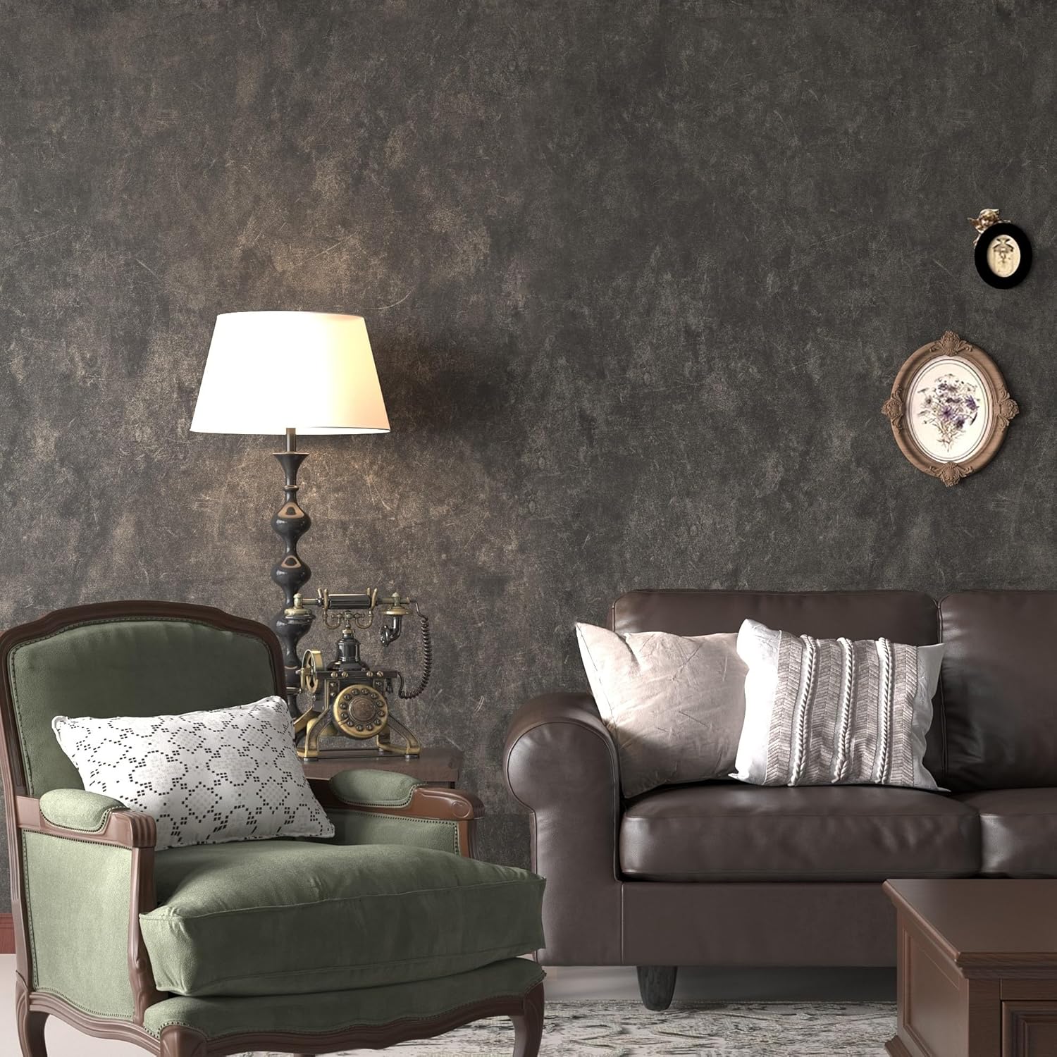 91OF9wrDkuL._AC_SL1500_.jpg 16"×591" Extra Thick Dark Brown Tan Grey Concrete Wallpaper Peel and Stick Removable Glossy Charcoal Gray Concrete Contact Paper Vinyl Adhesive Taupe Cement Sticker for Bedroom Basement Walls - Image 6