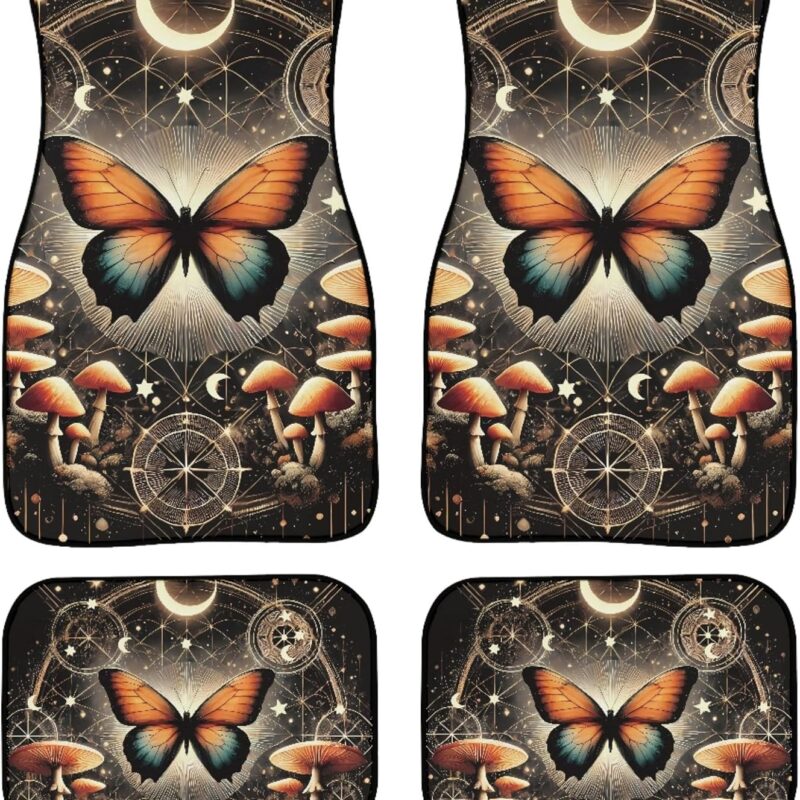 91bwmI57edL._AC_SL1500_.jpg ZFRXIGN Butterfly Car Floor Mat 4-Piece Non Slip Rubber Backing Car Interior Decorative Pads for Womens SUV Trucks Sedans Van Floor Carpets Mushroom Moon