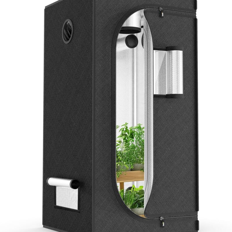 iPower 32" x 32" x 63" Hydroponic Water-Resistant Grow Tent, Removable Floor Tray and Tool Bag, with Observation Window, for Indoor Plant Seedling, Propagation, Blossom, Black