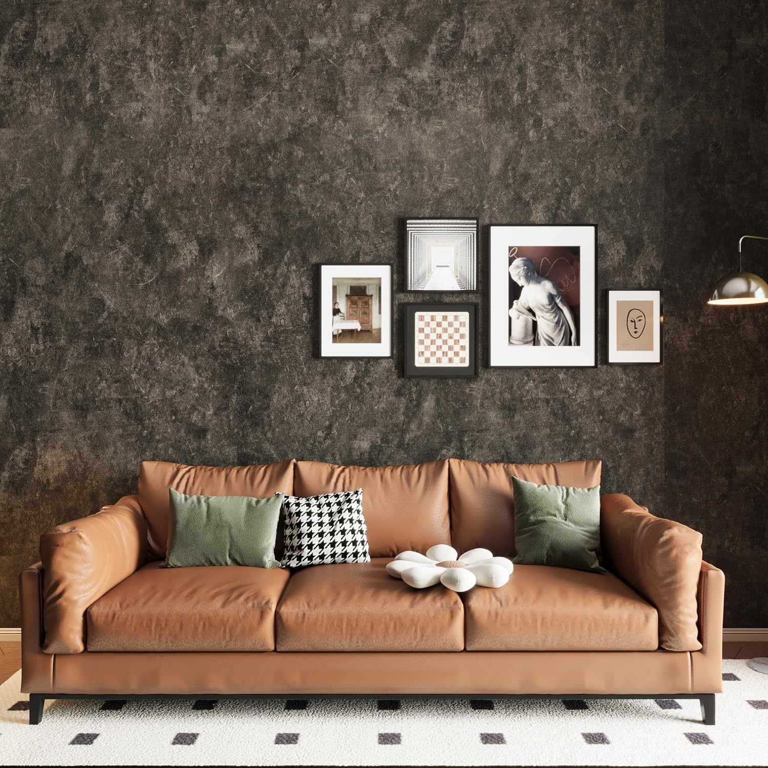 91m24UBzi8L._AC_SL1500_.jpg 16"×591" Extra Thick Dark Brown Tan Grey Concrete Wallpaper Peel and Stick Removable Glossy Charcoal Gray Concrete Contact Paper Vinyl Adhesive Taupe Cement Sticker for Bedroom Basement Walls - Image 7