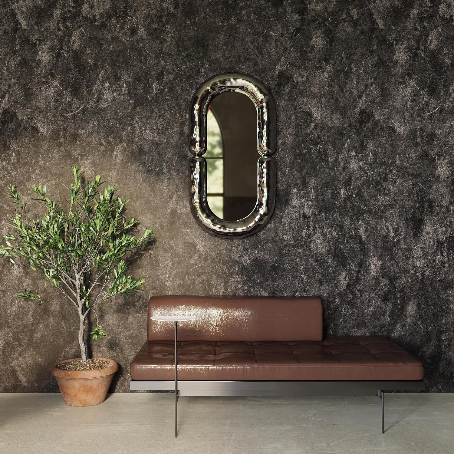 91vw7D78EQL._AC_SL1500_.jpg 16"×591" Extra Thick Dark Brown Tan Grey Concrete Wallpaper Peel and Stick Removable Glossy Charcoal Gray Concrete Contact Paper Vinyl Adhesive Taupe Cement Sticker for Bedroom Basement Walls - Image 2