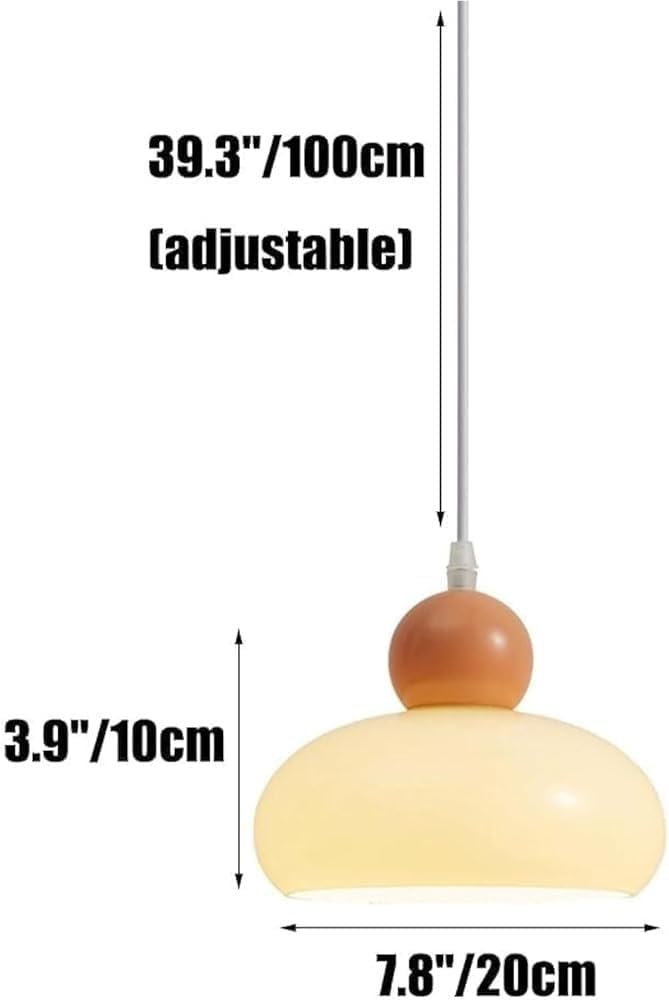 41ToK-yAjhL._AC_SL1000_.jpg Cream Glass Pendant Light Small Mushroom Shade Bedside Ceiling Hanging Lamp with E27 Base Vintage Industrial Iron Chandelier for Dining Room Table Bedroom Kitchen Island - Image 7