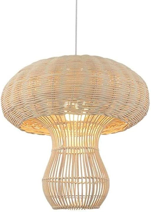 Southeast Asian Pendant Lamps Rattan Lampshade Restaurant Bamboo Art Children's Room Chandelier Mushroom Wicker Pendant Light Restaurant Kitchen Island Dining Living Room Ceiling Lamp E27