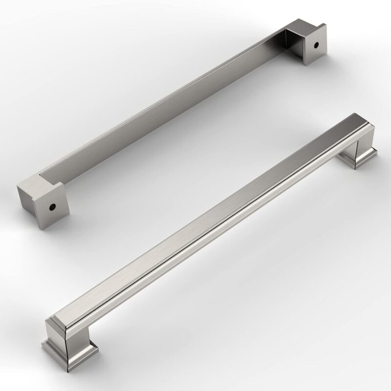 Amerdeco 6 Pack Brushed Satin Nickel Cabinet Hardware - 11.3 Inch(288mm) Hole Center Kitchen Cabinet Handles for Bathroom Drawer Pulls Dresser Pulls ZH0001