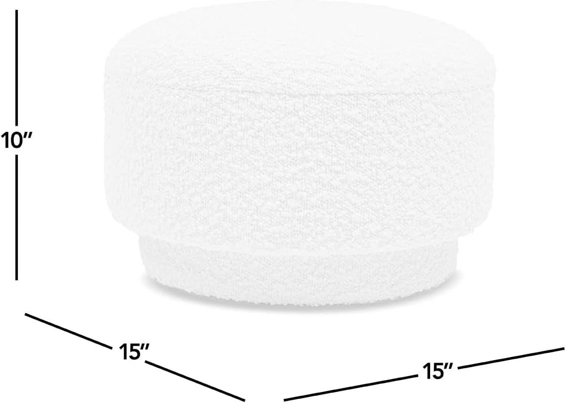 51IisdeNx1L._AC_SL1500_.jpg Jennifer Taylor Home Fuji 15" Mushroom Footstool Ottoman, Ivory White Boucle - Image 3