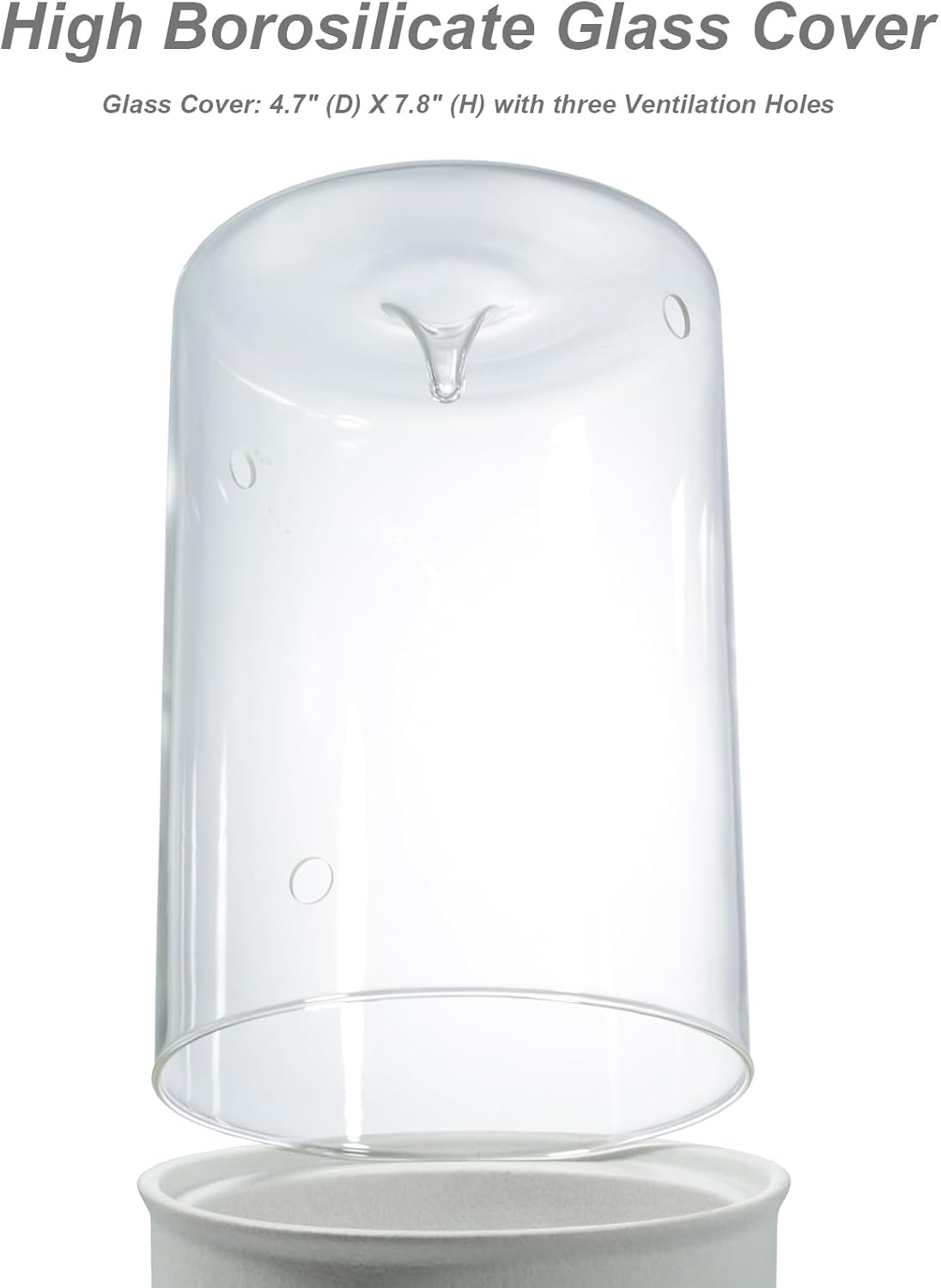 51JEEweAzkL._AC_SL1500_.jpg Desktop Terrarium with Ceramic Base, Adjustable LED Light, and Ventilation Holes, Perfect for Moss, Succulents, Small Indoor Plants, and Home Office Decor (Tall) - Image 3
