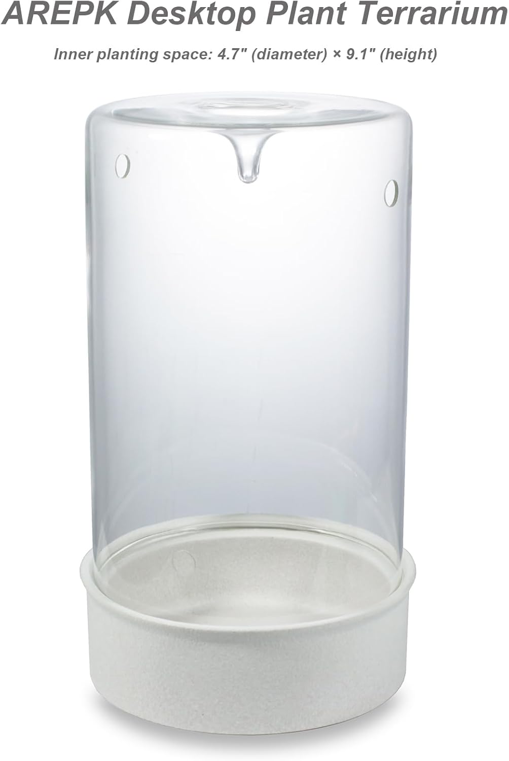 51XaGDkAFdL._AC_SL1500_.jpg Desktop Terrarium with Ceramic Base, Adjustable LED Light, and Ventilation Holes, Perfect for Moss, Succulents, Small Indoor Plants, and Home Office Decor (Tall) - Image 4