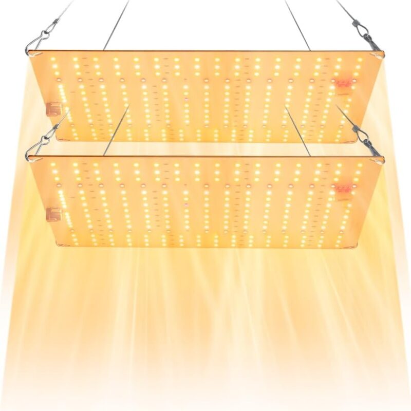 2PCS 800W Plant Growing Lights-234 LEDs with 2835 Chips High Yield Diodes Dimmable/Noiseless. Red Blue UV/IR for Lush Growth Veg/Bloom Modes. AV 100-277V US Plug Perfect for Indoor Gardens Greenhouses