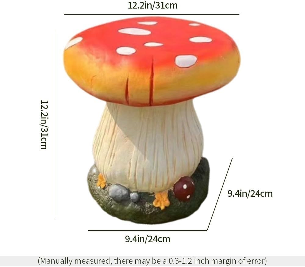 51hW6QymdL._AC_SL1000_.jpg Colorful Mushroom Stool, Outdoor Statue, Resin, Red, Garden Decor - Image 2