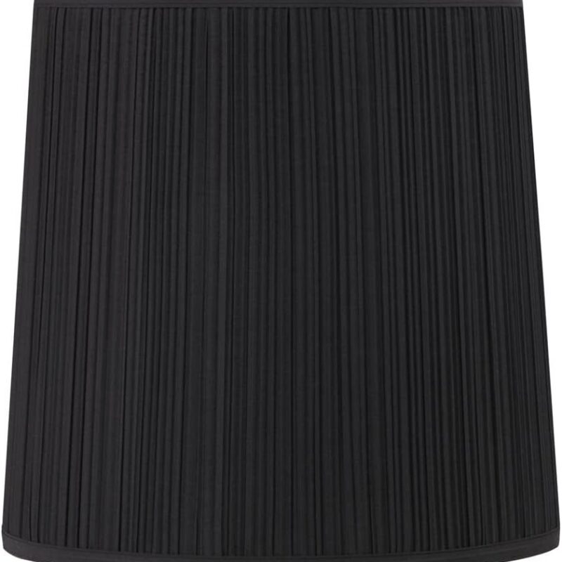 Aspen Creative 33145, Mushroom Pleated Traditional Spider Lamp Shade, Black, 13" Top x 15" Bottom x 15" Slant