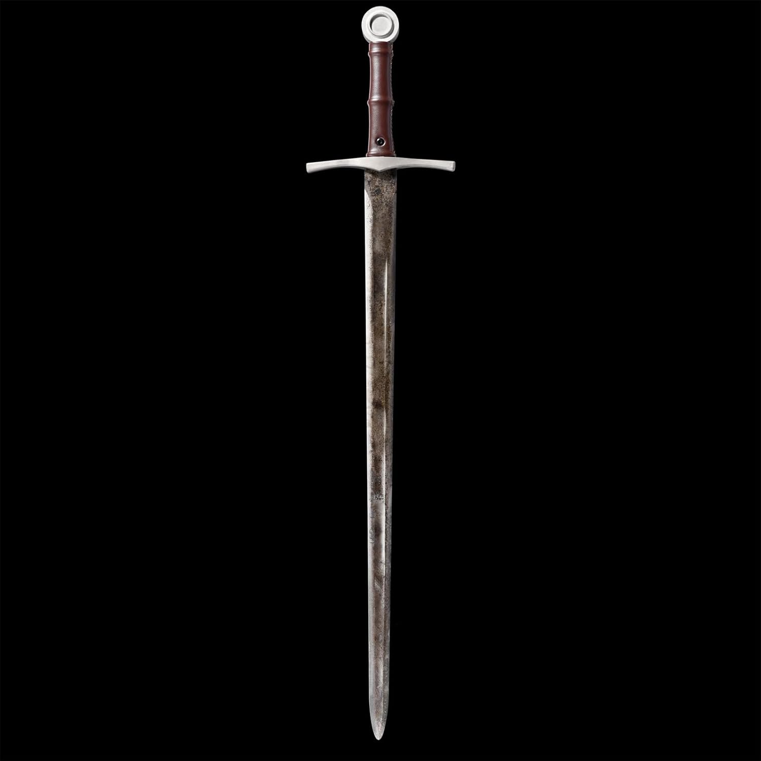 51kT534-edL._AC_SL1500_.jpg Medieval Sword Hand Forged Spring Steel for Cosplay LARP Costume Halloween Prop Practicing Skills 39" Overall with Leather Wrapped Handle - Image 2